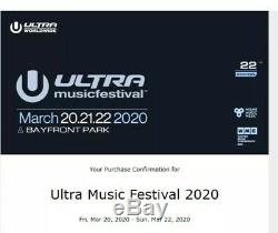 Ultra Music Festival Miami 2020 3 day GA Ticket(4 Tickets)