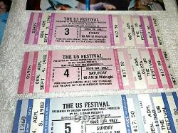 Us Festival 1982 Unused Ticket Set Tom Petty Ramones Grateful Dead Fleetwood Mac
