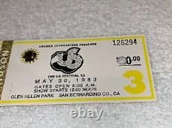 Us Festival 1983 Concert Ticket U2 David Bowie Stevie Nicks Joe Walsh Pretenders