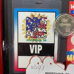 Vintage 1994 Framed Shadowbox WOODSTOCK 94 25th Anniversary Ticket Coin VIP PASS