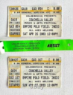 Vintage 2003 Coachella Festival Tickets Apr 26/27, Artist Wristband