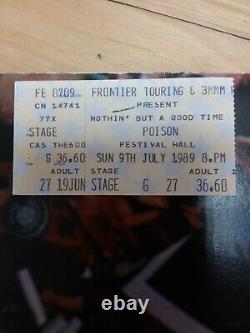 Vintage Poison ticket stubb festival hall Melbourne 1989 and poster book