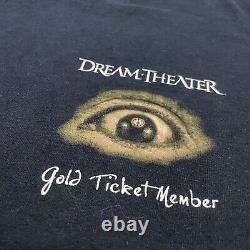 Vintage Y2K DREAM THEATER T-Shirt XL Power Prog Metal Band Tour Gold Ticket VIP