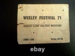 Weeley Festival ticket 27-29th August 1971 T Rex Bolan Rory Gallagher Faces Quo