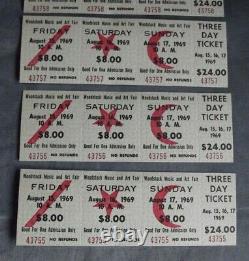 Woodstock Festival 1969 set of 5 sequential three day tickets 43755-43759