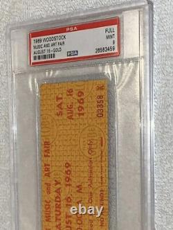 Woodstock Festival 1969rare? Unused Gold $8.00 Ticket Psa Mt-9hendrix, Who