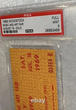 Woodstock Festival 1969rare? Unused Gold $8.00 Ticket Psa Mt-9hendrix, Who