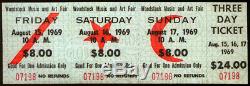 Woodstock Festival Repro Concert Weekend Ticket 15-17 Aug 1969. Jimi Hendrix