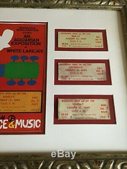 Woodstock Music Festival 1969 Full Original Ticket Collection Poster Signed