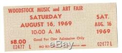 Woodstock Music Festival Concert Ticket Saturday 8/16/1969