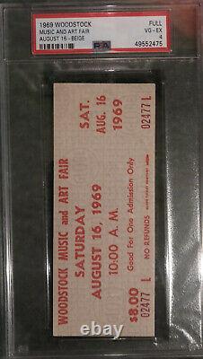 Woodstock Music Festival Concert Ticket Saturday 8/16/1969 PSA 4 VG-EX