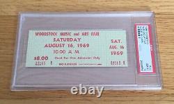 Woodstock Music Festival Original Green Saturday 1969 Ticket PSA 10 Slabbed RARE