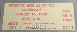 Woodstock Music Festival Original Green Saturday 1969 Ticket PSA 10 Slabbed RARE