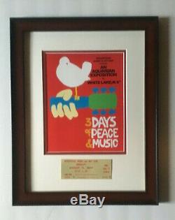 Woodstock Music Festival Photo 1969 Framed 50th Anniversar AUTHENTIC TICKET COA